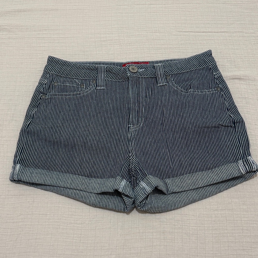 Dickies Striped Jean Shorts | Size 5/27 | Railroad Stripe | Cuffed Jorts | NWOT